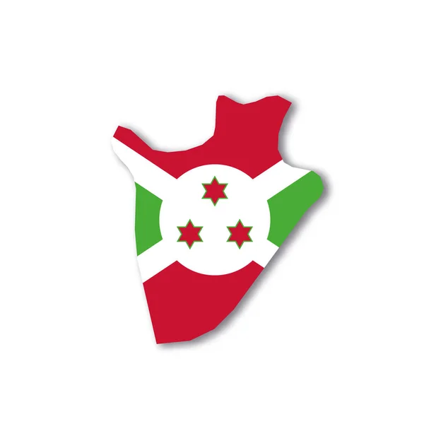 Bandera nacional de Burundi en forma de mapa de país — Vector de stock