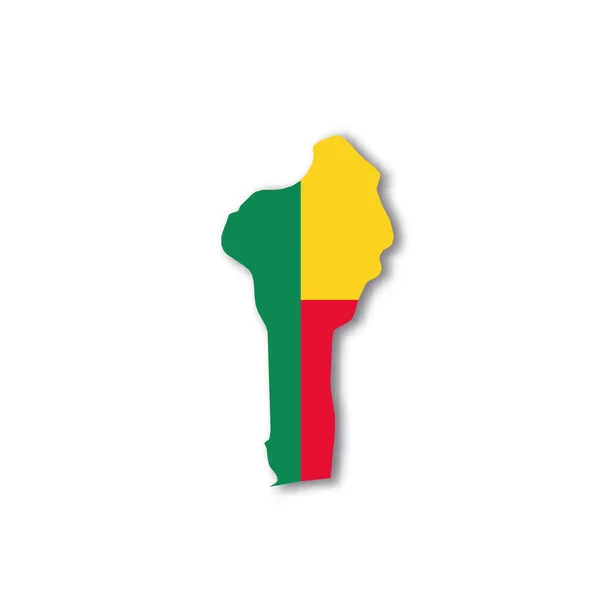 Drapeau national du Bénin en forme de carte de pays — Image vectorielle