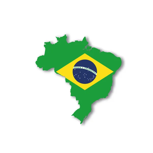 Brazil national flag in a shape of country map — Stock Vector