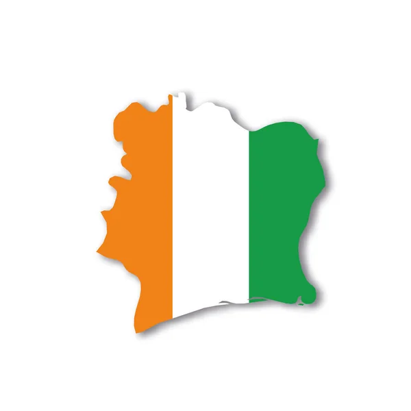 Elfenbenskustens nationella flagga i form av en landskarta — Stock vektor
