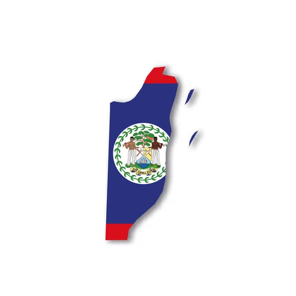 Drapeau national du Belize en forme de carte du pays — Image vectorielle