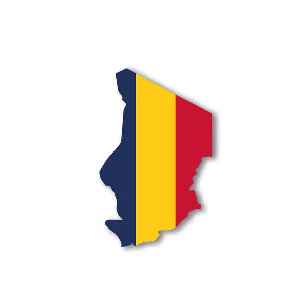 国家地图形状的乍得国旗 — 图库矢量图片