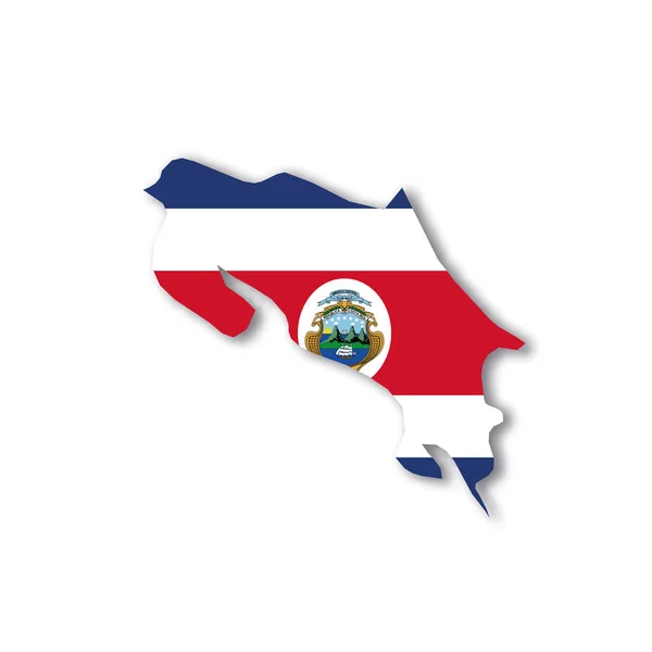 Costa Rica national flag in a shape of country map — Stock Vector