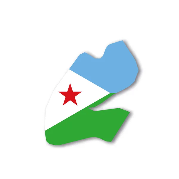 Djibouti nationale vlag in de vorm van landenkaart — Stockvector