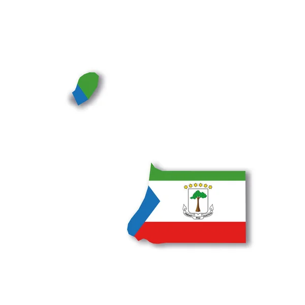 Equatorial Guinea national flag in a shape of country map — Stock Vector