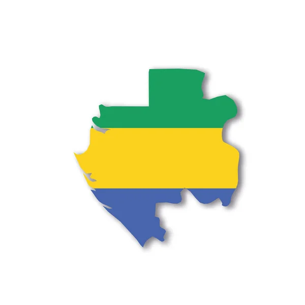 Εθνική σημαία της Γκαμπόν σε σχήμα χάρτη χώρας — Διανυσματικό Αρχείο