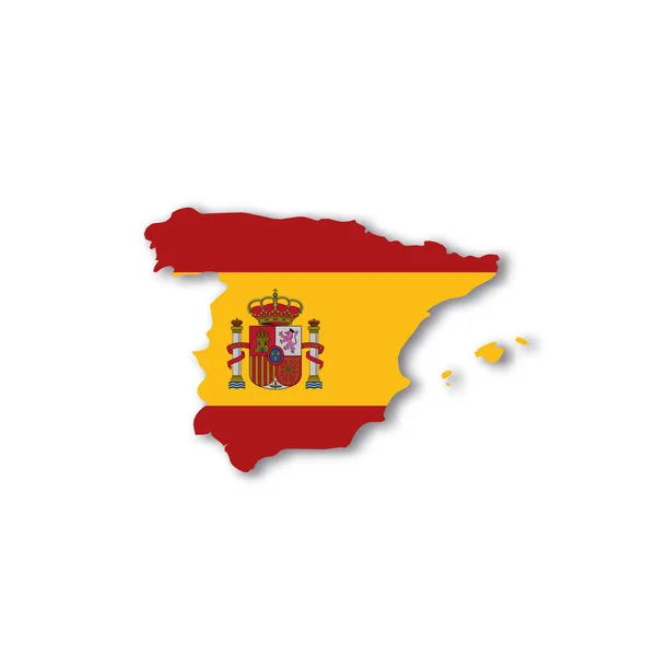 Spain national flag in a shape of country map — Stock Vector