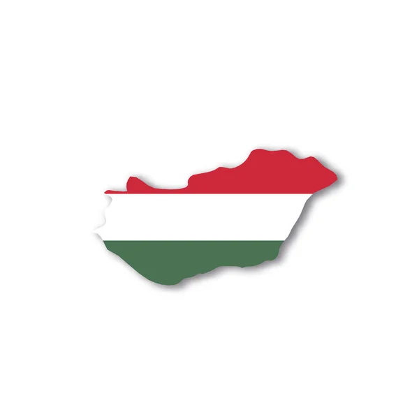Drapeau national de la Hongrie en forme de carte de pays — Image vectorielle