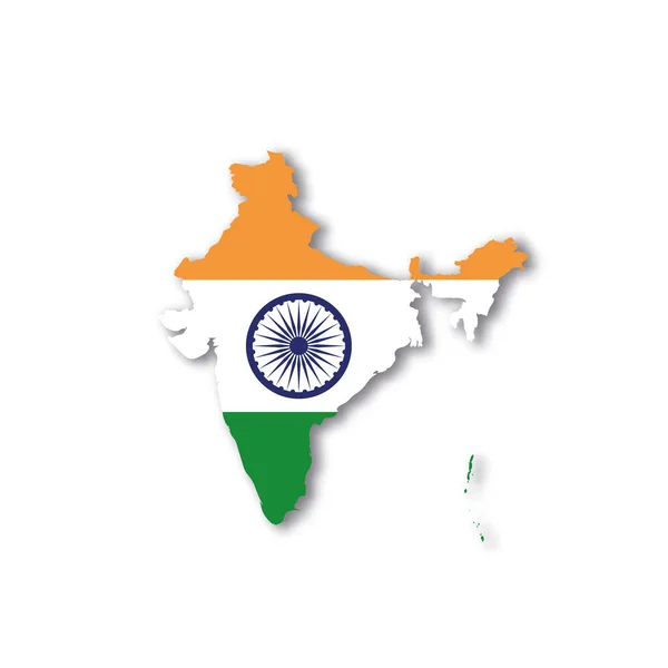 Εθνική σημαία της Ινδίας σε σχήμα χάρτη χώρας — Διανυσματικό Αρχείο