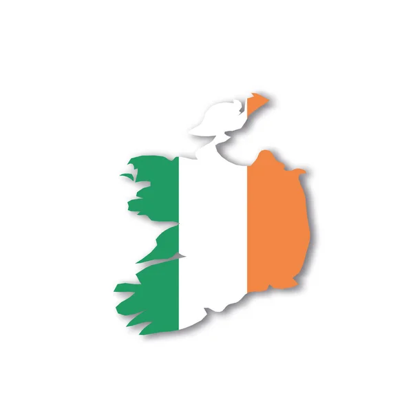 Bandiera nazionale irlandese a forma di mappa del paese — Vettoriale Stock