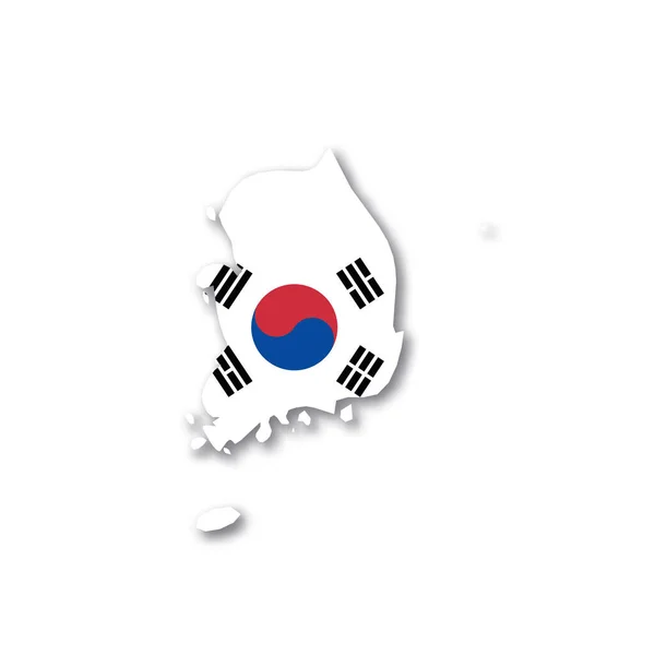 Dél-Korea nemzeti zászló országtérkép alakban — Stock Vector