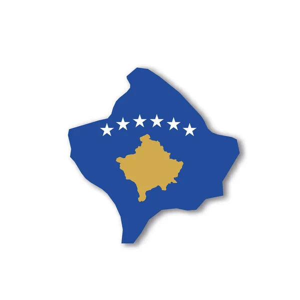 Bandeira nacional do Kosovo em forma de mapa do país —  Vetores de Stock