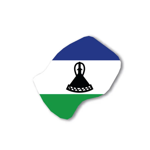 Ülke haritası şeklinde Lesotho ulusal bayrağı — Stok Vektör