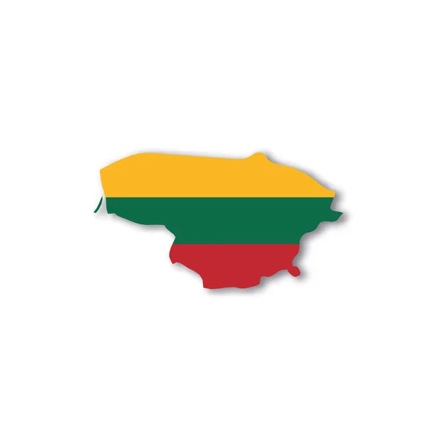 Литовський національний прапор у формі карти країни. — стоковий вектор