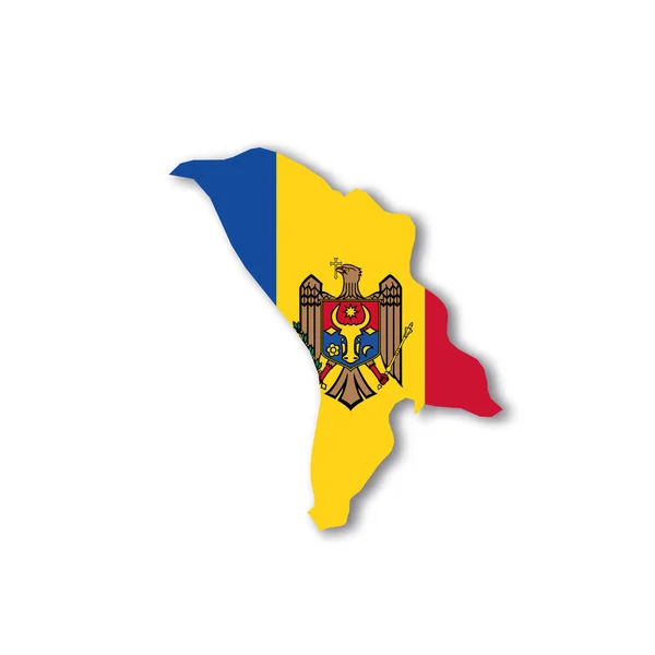 Moldavia bandera nacional en forma de mapa de país — Vector de stock