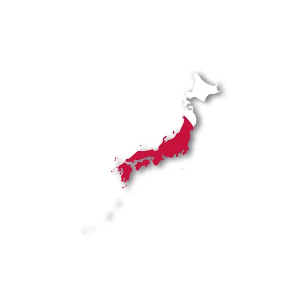 Bendera nasional Jepang dalam bentuk peta negara - Stok Vektor