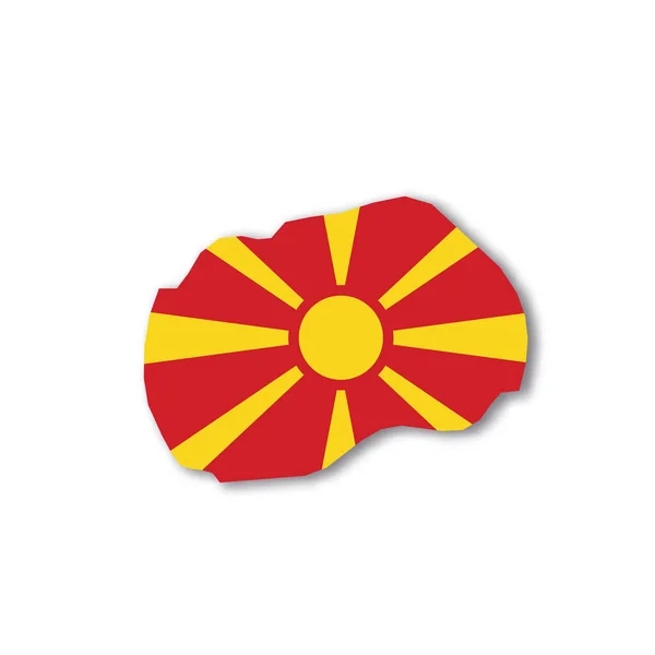 Northern Macedonia national flag in a shape of country map — Stock Vector