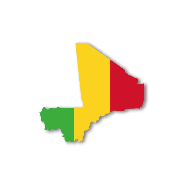 Національний прапор Малі у формі карти країни. — стоковий вектор