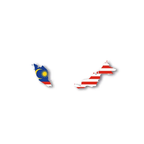 Malajsijská národní vlajka v podobě mapy země — Stockový vektor