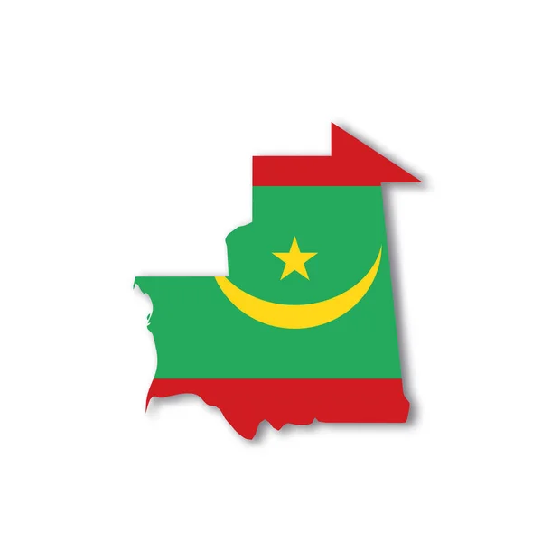 Mauritania bandera nacional en forma de mapa de país — Vector de stock