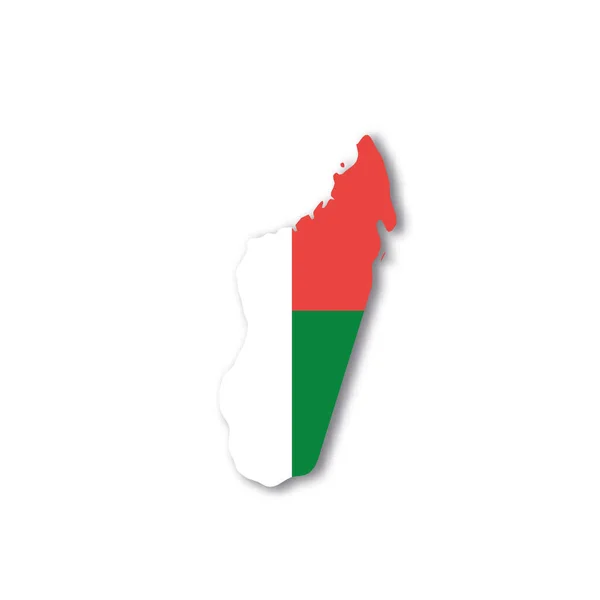 Madagaskarská národní vlajka v podobě mapy země — Stockový vektor