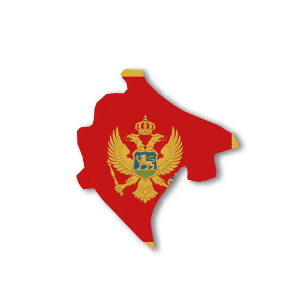 Bandeira nacional do Montenegro em forma de mapa do país — Vetor de Stock