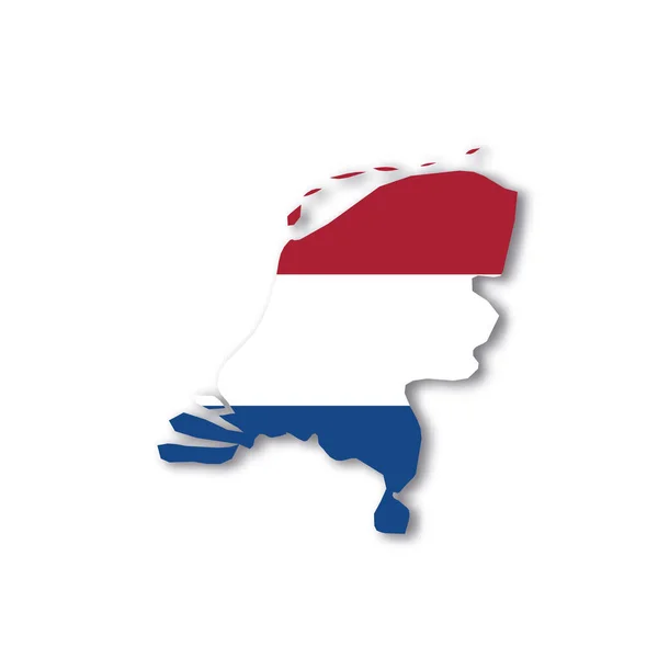 Países Baixos, bandeira nacional da Holanda em forma de mapa do país — Vetor de Stock
