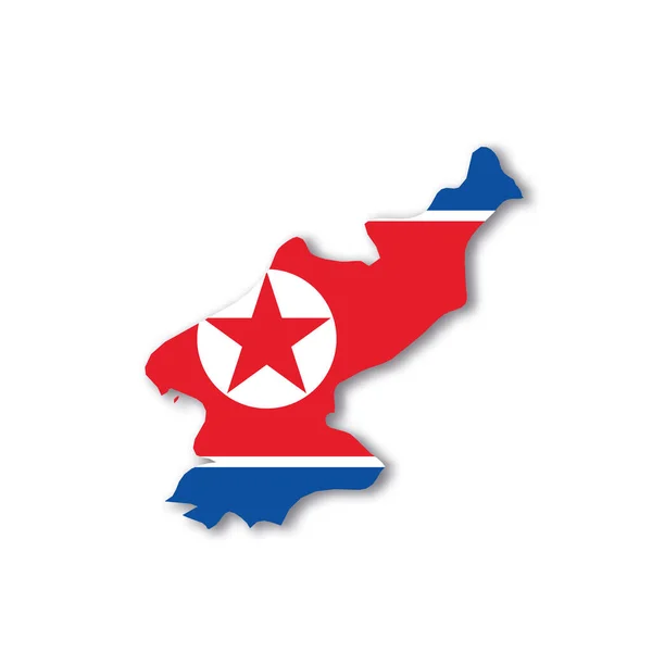 Coreia do Norte, República Popular Democrática da Coreia, bandeira nacional da RPDC em forma de mapa do país —  Vetores de Stock
