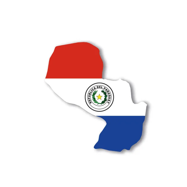 Paraguayská národní vlajka ve tvaru mapy země — Stockový vektor