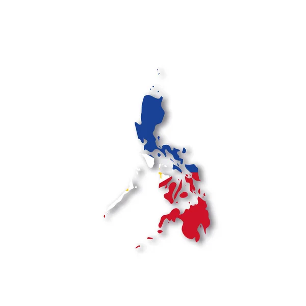 A Fülöp-szigetek nemzeti lobogója az országtérkép alakjában — Stock Vector
