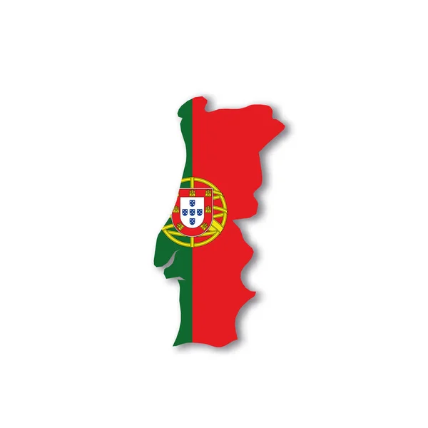 Portugália nemzeti lobogója országtérkép alakban — Stock Vector