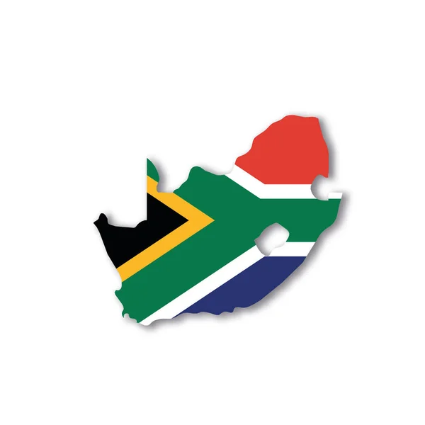 Sydafrikas nationella flagga i form av landskarta — Stock vektor