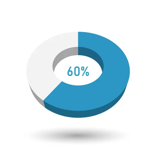 60%の3Dベクトル円グラフ — ストックベクタ
