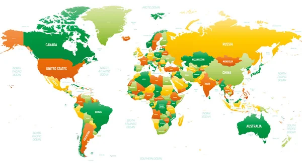 Mapa do mundo mapa político detalhado com lábios — Vetor de Stock