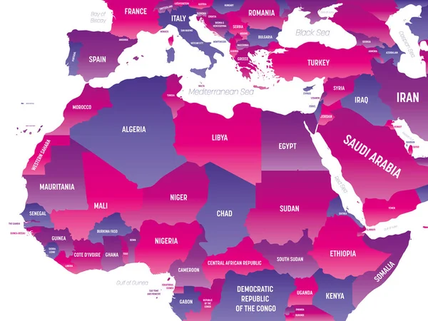 África del Norte mapa político detallado con lables — Vector de stock