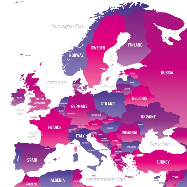 Europa-Karte detaillierte politische Landkarte mit Beschriftungen — Stockvektor