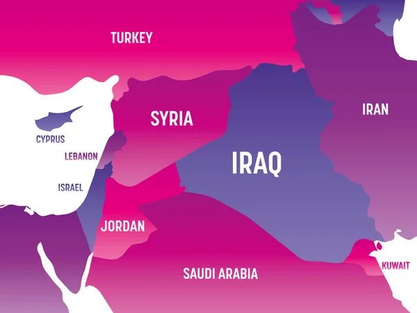 Oriente Medio mapa político detallado con lables — Archivo Imágenes Vectoriales