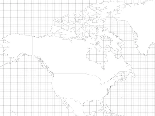América del Norte esquema simple mapa en blanco — Archivo Imágenes Vectoriales