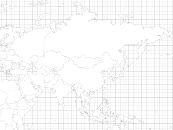 アジアシンプルなアウトライン｜空白の地図 — ストックベクタ