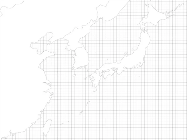 東アジア簡単なアウトライン｜空白の地図 — ストックベクタ