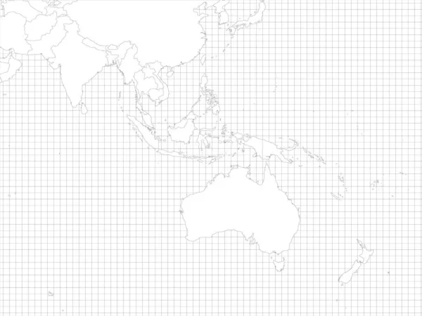Australie et Asie du Sud-Est contour simple carte vierge — Image vectorielle