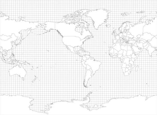 World simple outline blank karta — Stock vektor