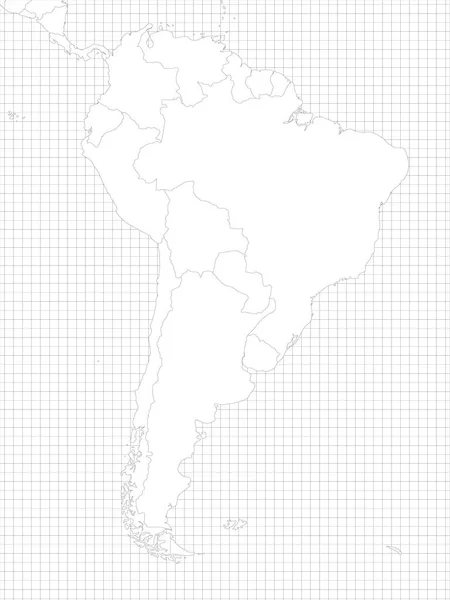Νότια Αμερική απλό περίγραμμα κενό χάρτη — Διανυσματικό Αρχείο