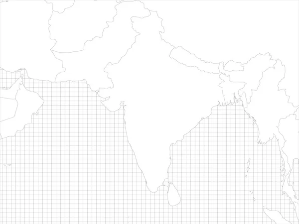 Dél-Ázsia egyszerű körvonalas üres térkép — Stock Vector