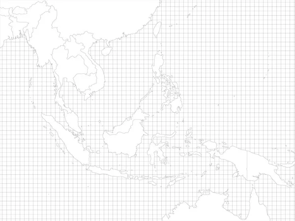 Asie du Sud-Est contour simple carte blanche — Image vectorielle
