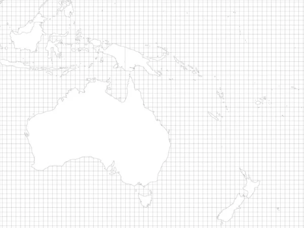 Austrália e Oceania esboço simples mapa em branco — Vetor de Stock