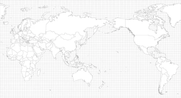 Dünyanın basit ana hatları boş harita — Stok Vektör