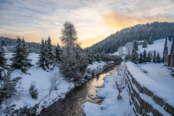 Jizera Dağları 'nın kış manzarası — Stok fotoğraf
