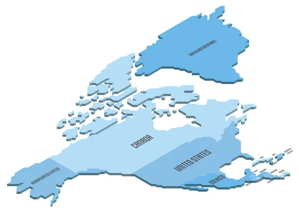 Carte politique isométrique de l'Amérique du Nord — Image vectorielle