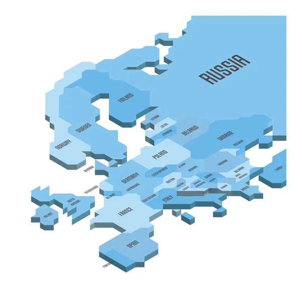 Ізометрична політична карта Європи — стоковий вектор